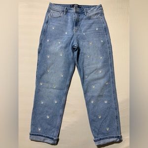Hollister Ultra High Rise Mom Jean Embroidered Daisies Sz 9R Women's W 29 L 27